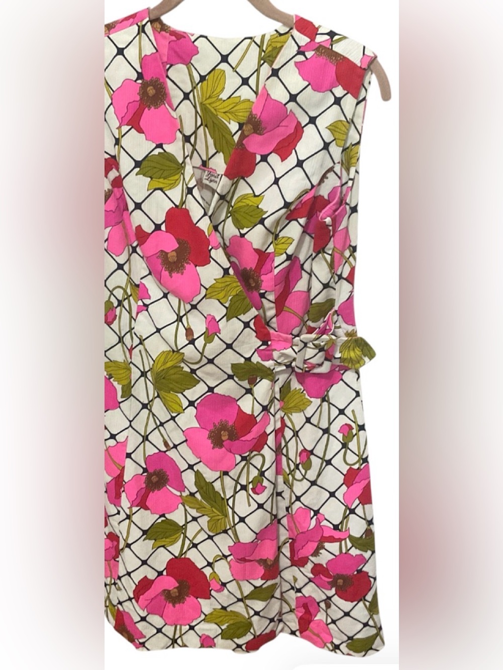VTG 60'S JANET LYNN MOD FLOWER POWER WRAP DRESS M? *No size see photos*